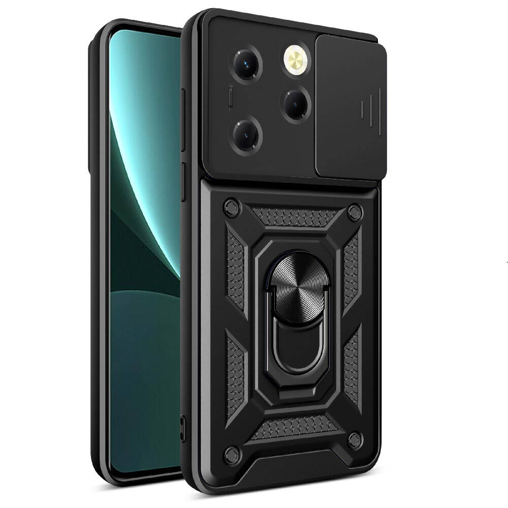 Tecno Spark 20 Pro 4G Kılıf Magnetik Standlı Kamera Korumalı Zore Sürgülü Vega Kapak