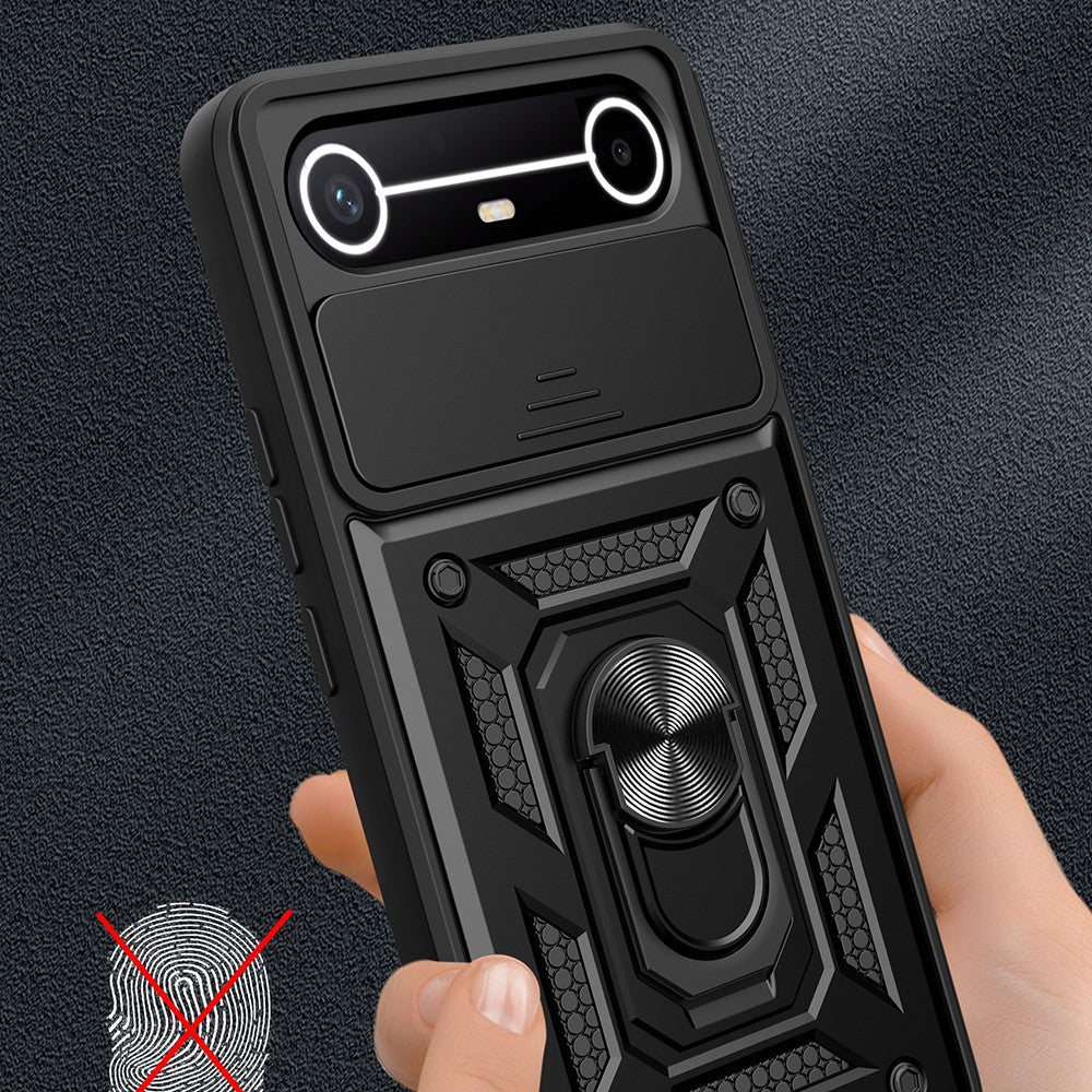Tecno Spark Slim 5G Kılıf Magnetik Standlı Kamera Korumalı Zore Sürgülü Vega Kapak