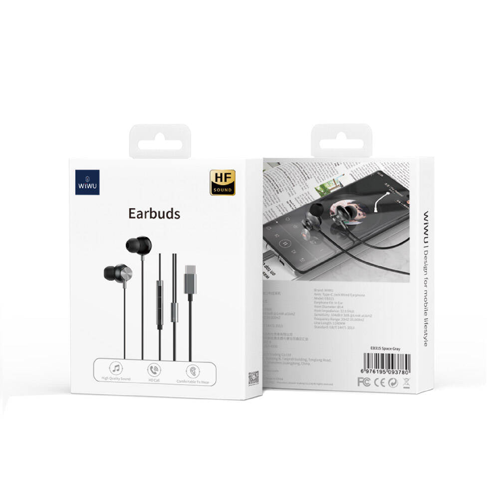Wiwu EB315 Hi-Fi Ses Kaliteli Type-C Kulakiçi Kulaklık Gri
