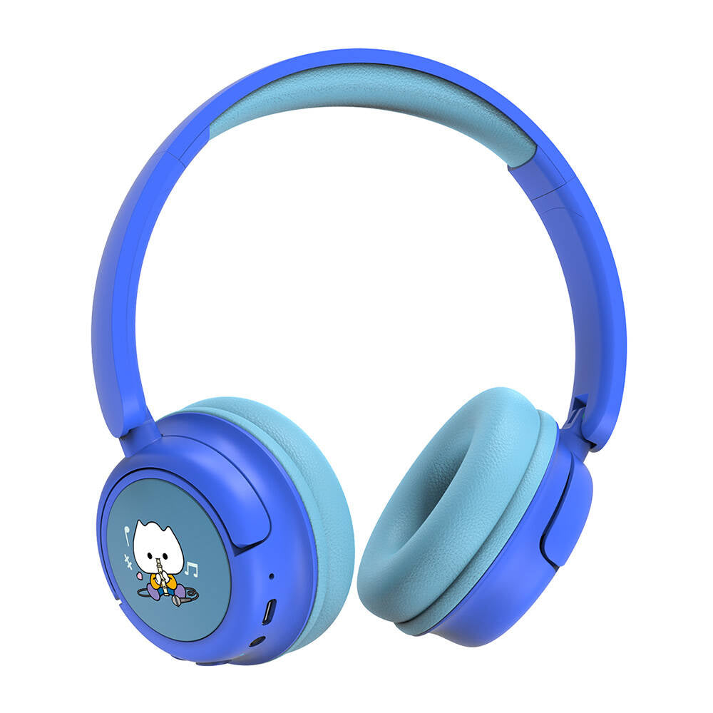 Wiwu KTD-02 Ayarlanabilir Kulak Üstü Kablolu ve Bluetooth 5.3 Çocuk Kulaklığı Mavi