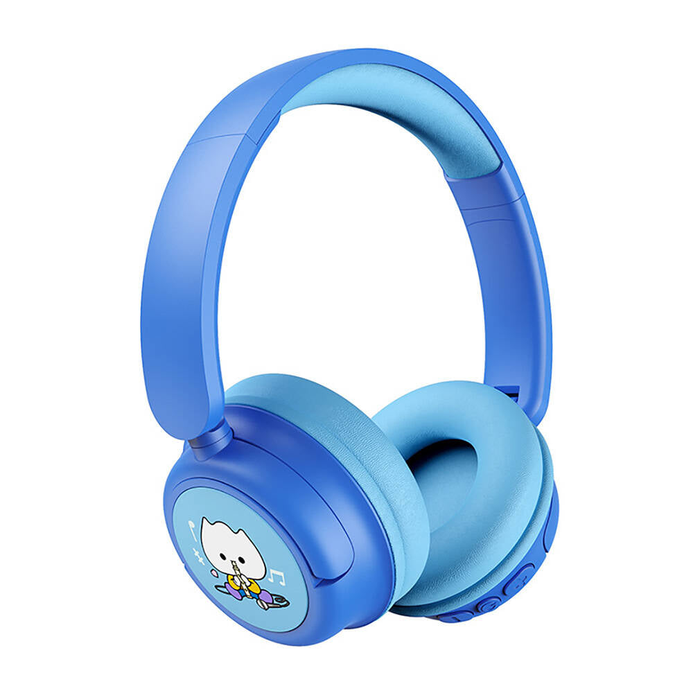 Wiwu KTD-02 Ayarlanabilir Kulak Üstü Kablolu ve Bluetooth 5.3 Çocuk Kulaklığı Mavi