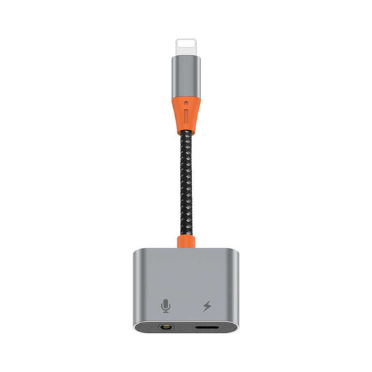 Wiwu LT08 Konuşma Destekli Lightning To 3.5mm Aux Çevirisi Ses Adaptörü Gri
