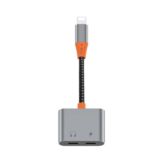 Wiwu LT09 Lightning Şarj Ve Lightning Kulaklık Dönüştürücü Adaptör Gri