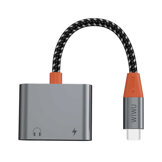 Wiwu LT11 Type-C Şarj Ve Type-C Kulaklık Dönüştürücü Adaptör Gri