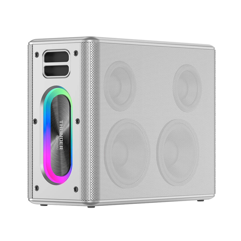 Wiwu P19 Thunder Bluetooth Speaker Hoparlör ve Karaoke Bluetooth Çift Mikrofon Gümüş