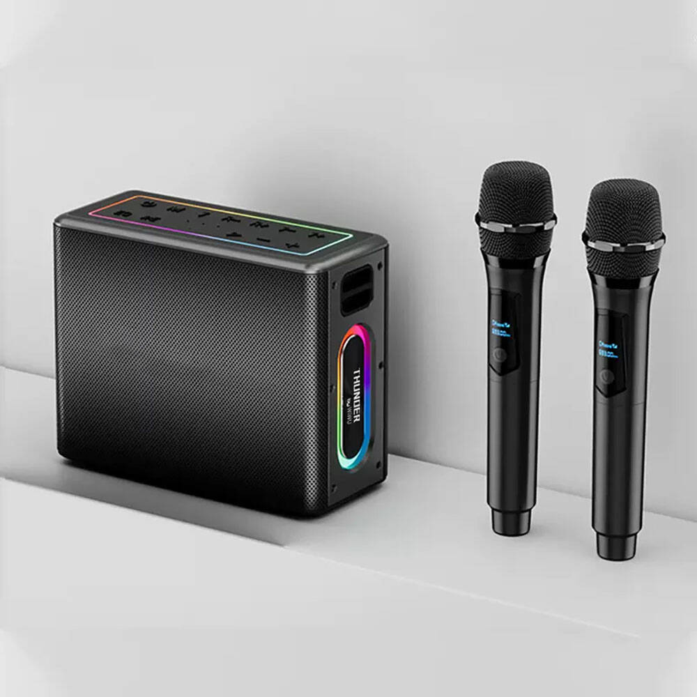 Wiwu P19 Thunder Bluetooth Speaker Hoparlör ve Karaoke Bluetooth Çift Mikrofon Gümüş
