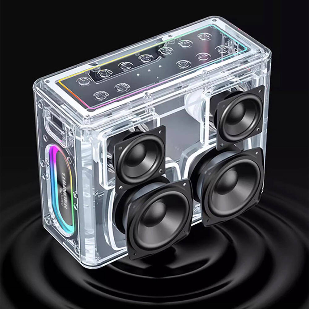 Wiwu P19 Thunder Bluetooth Speaker Hoparlör ve Karaoke Bluetooth Çift Mikrofon Gümüş