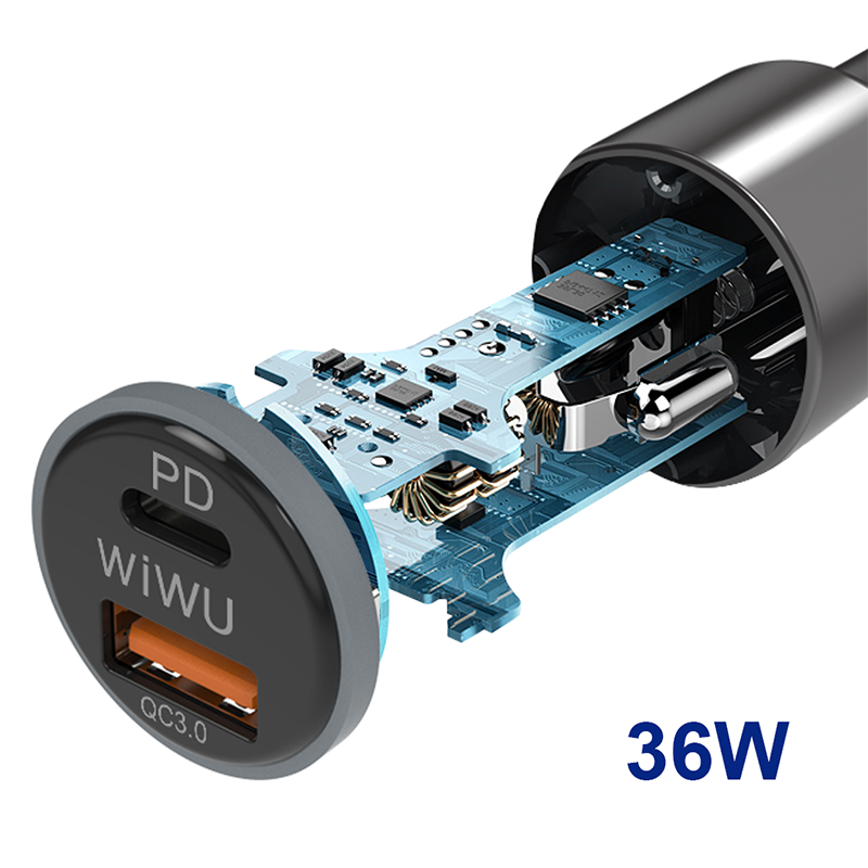 Wiwu PC100 Araç Şarjı Gri