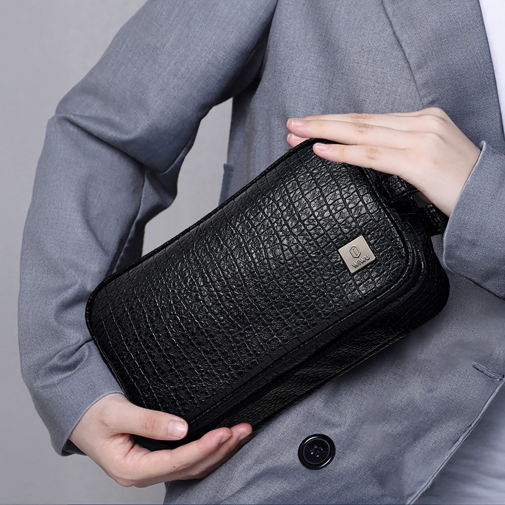 Wiwu Salem Serisi Parmak İzi Kilitli Çok Fonksiyonlu Taşınabilir Mobil Aksesuar Çantası Siyah