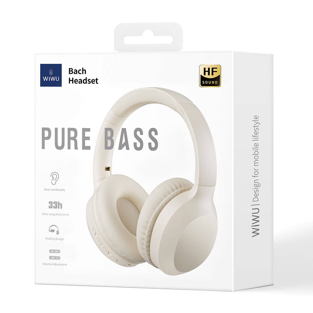 Wiwu TD-01 Bach Serisi Katlanabilir Kulak Üstü Bluetooth Kulaklık Krem