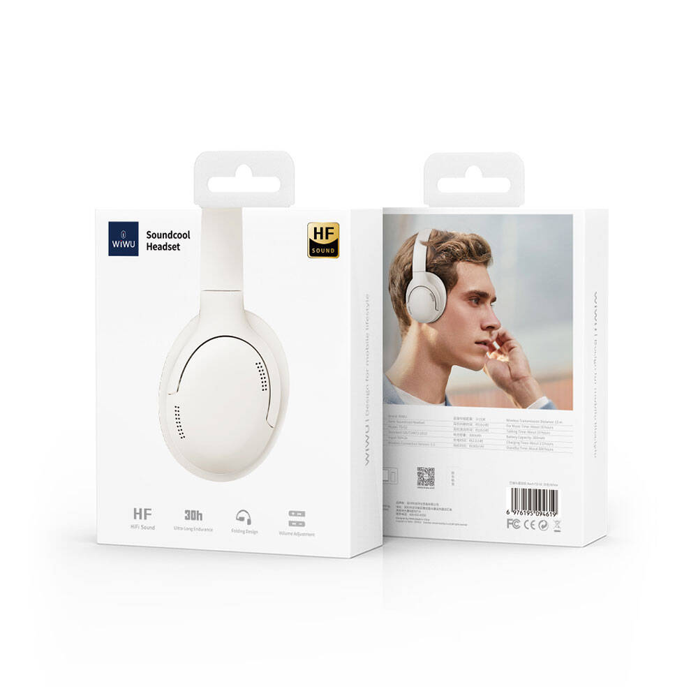 Wiwu TD-02 Sound Cool Serisi Katlanabilir Kulak Üstü Bluetooth Kulaklık Krem