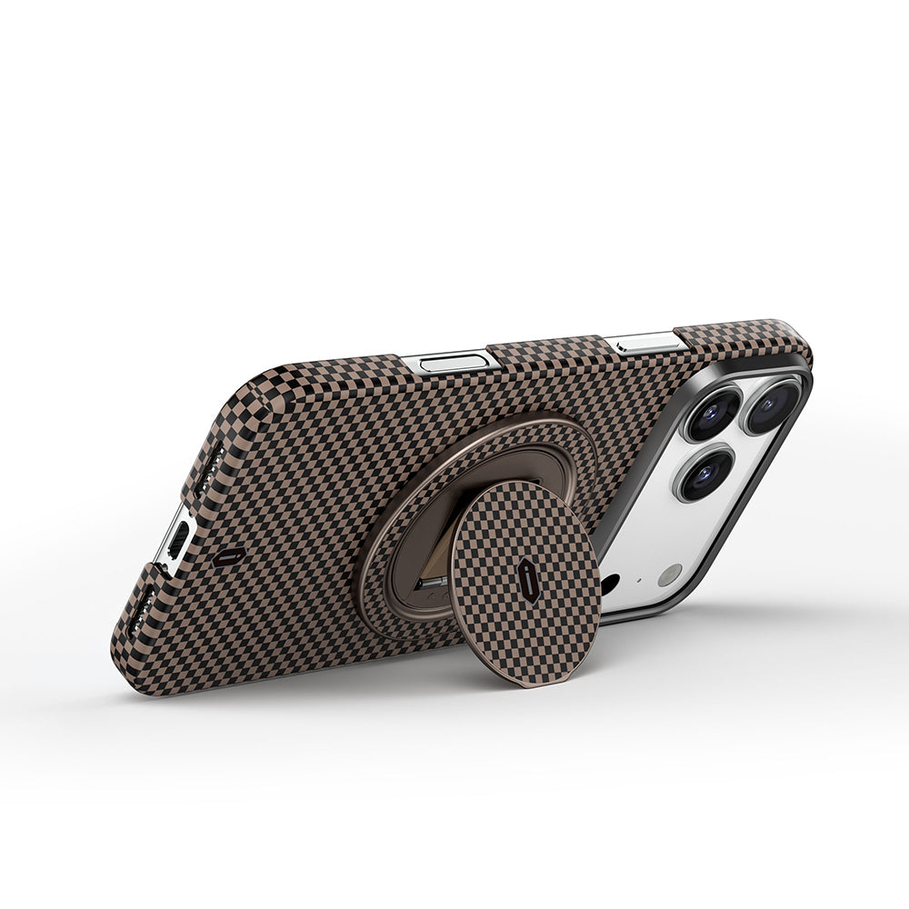 Wiwu Warriors Serisi Aramid Fiber 360 Derece Dönebilen Magnetik Ring Stand Telefon Tutucu Siyah