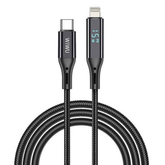 Wiwu Wi-C020 Thor Serisi 30W Hızlı Şarj Özellikli Type-C to Lightning Kablo 1.2M Gri