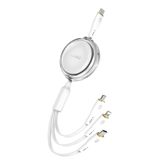 Wiwu Wi-C023 Vigor Serisi 3in1 Type-C Lightning Micro USB Makaralı Data ve Şarj Kablosu 100W 1.5M Mavi