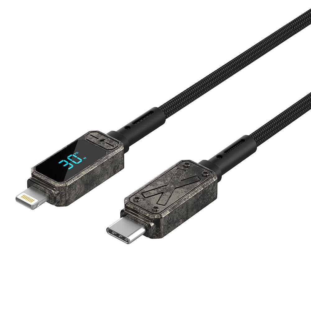 Wiwu Wi-C038 Titan Serisi Lightning to Type-C PD 30W LED Dijital Göstergeli Şarj ve Data Kablosu 1.2M Krem