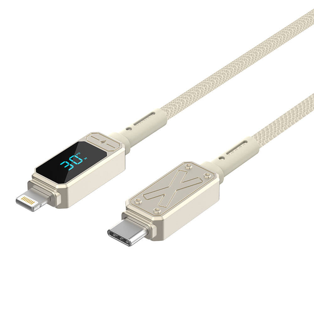 Wiwu Wi-C038 Titan Serisi Lightning to Type-C PD 30W LED Dijital Göstergeli Şarj ve Data Kablosu 1.2M Siyah