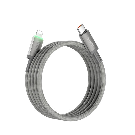 Wiwu Wi-C083 Maglink Serisi Işıklı Magnetik Type-C to Lightning PD Hızlı Şarj Özellikli Data ve Şarj Kablosu 27W 1M