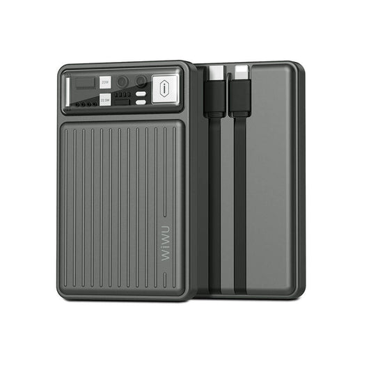 Wiwu Wi-P004 Trunk Serisi Type-C Lightning Çıkışlı Taşınabilir Powerbank PD 22.5W 10000mAh Gri