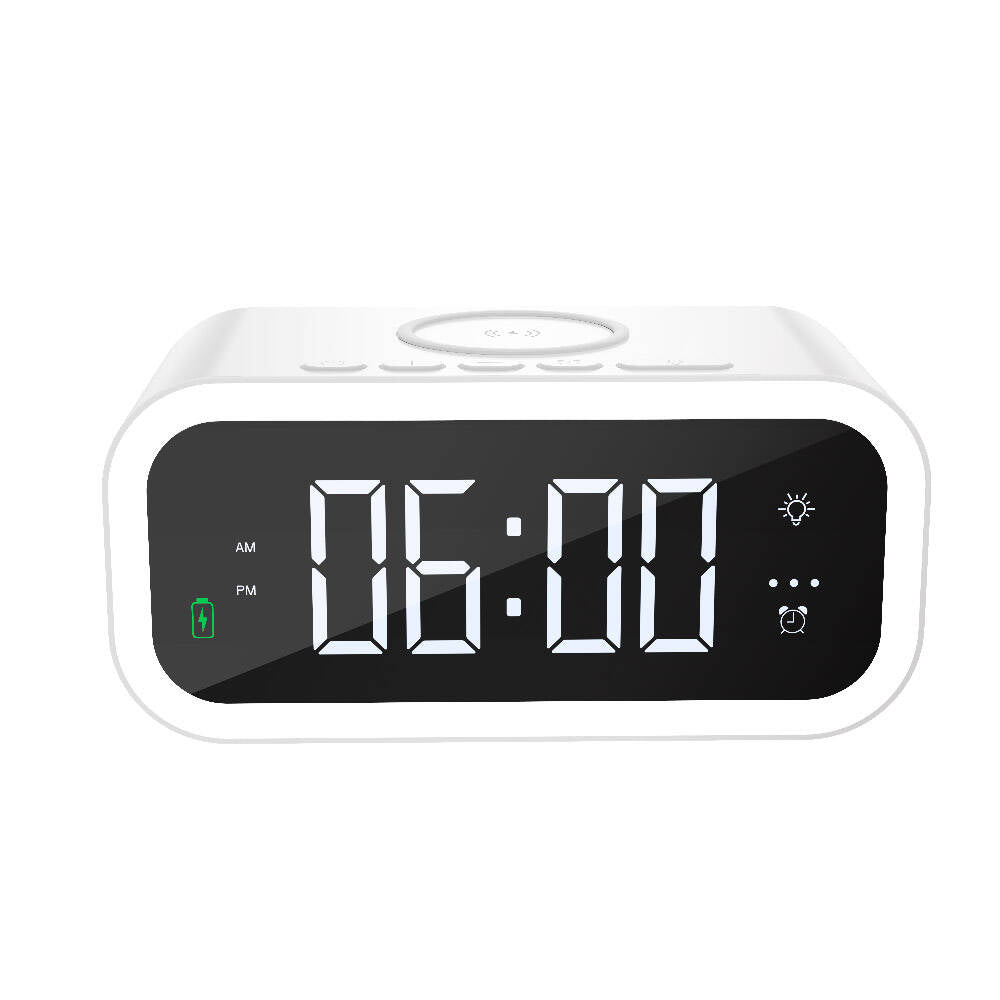 Wiwu Wi-W015 Time 4in1 Dijital Saat Alarm ve LED Işık Özellikli Wireless Şarj Aleti Beyaz