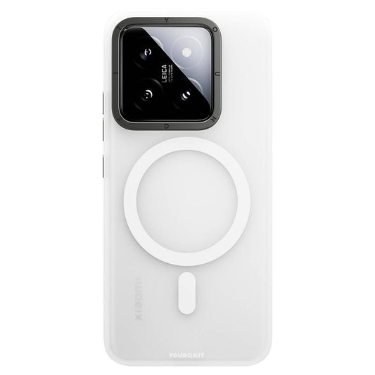 Xiaomi Mi 14 Kılıf M-safe Şarj Özellikli Youngkit Hidden Sand Serisi Kapak Beyaz