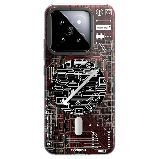 Xiaomi Mi 14 Kılıf M-safe Şarj Özellikli YoungKit Technology Serisi Kapak Kırmızı