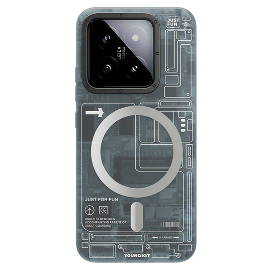 Xiaomi Mi 14 Kılıf M-safe Şarj Özellikli YoungKit Technology Serisi Kapak Siyah