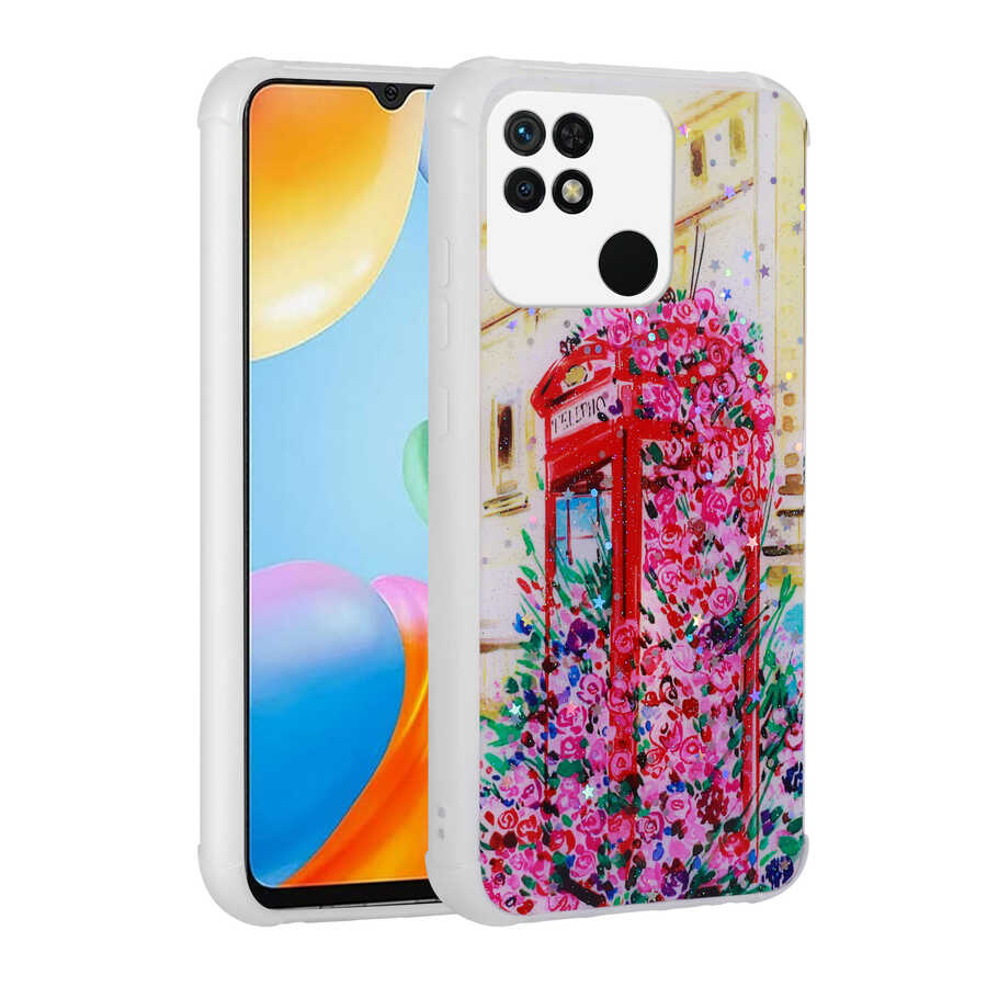 Xiaomi Poco C40 Kılıf Simli Desenli Kamera Korumalı Parlak Zore Popy Kapak