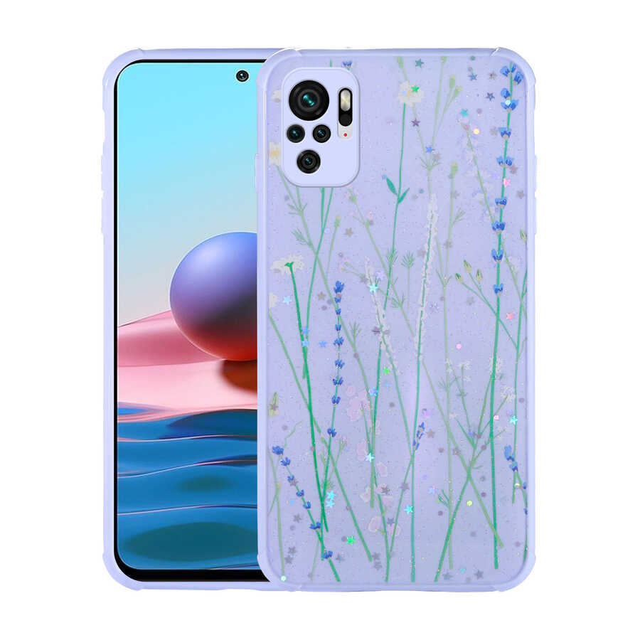 Xiaomi Poco M5S Kılıf Simli Desenli Kamera Korumalı Parlak Zore Popy Kapak