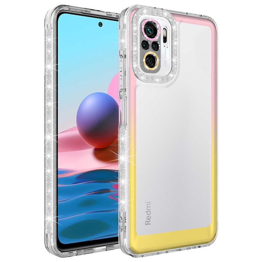 Xiaomi Poco M5S Kılıf Simli ve Renk Geçiş Tasarımlı Lens Korumalı Zore Park Kapak