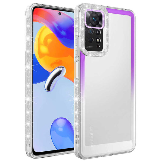 Xiaomi Redmi Note 11 Pro 5G Kılıf Simli ve Renk Geçiş Tasarımlı Lens Korumalı Zore Park Kapak