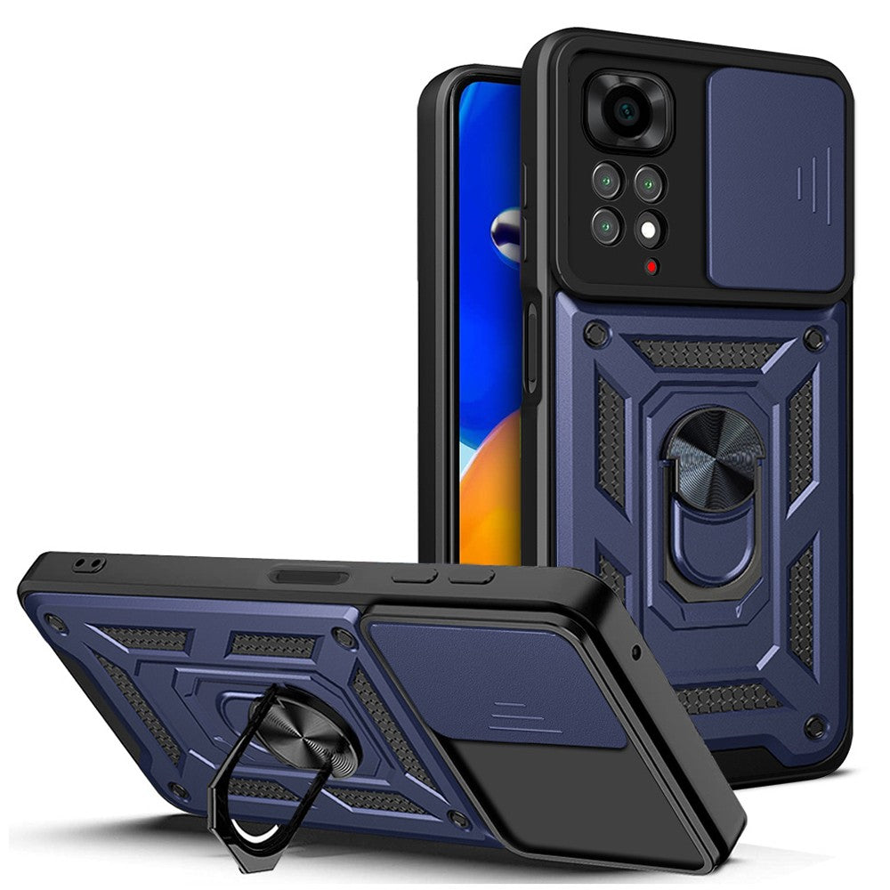 Xiaomi Redmi Note 11S Global Kılıf Magnetik Standlı Kamera Korumalı Zore Sürgülü Vega Kapak