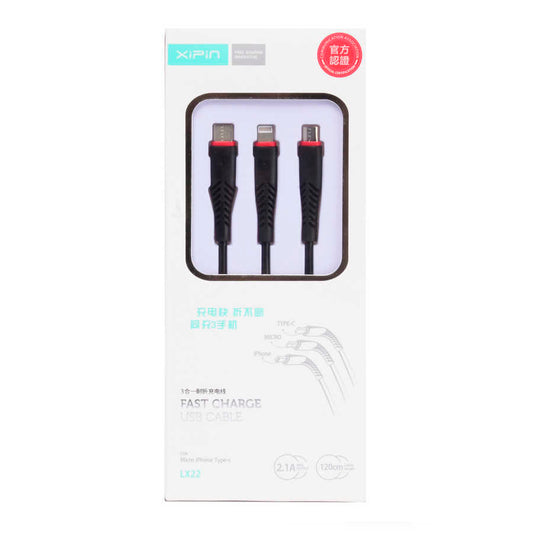 Xipin LX22 3 in 1 Usb Kablo Siyah