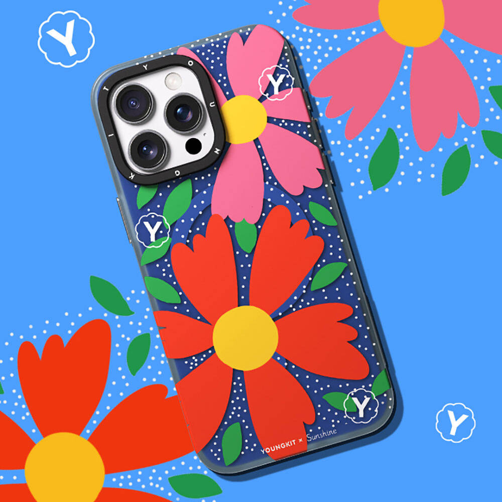 Apple iPhone 15 Pro Max Kılıf M-safe Şarj Özellikli Sunshine Tasarımlı Youngkit Colorful Serisi Kapak Kırmızı